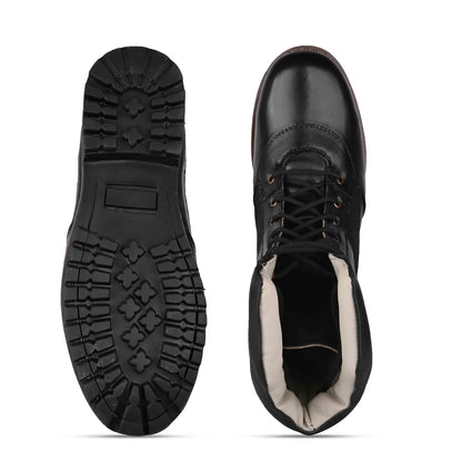 Stivali militari da deserto - Stivali tattici lunghi in pelle nera con plantare in memory foam per il massimo comfort