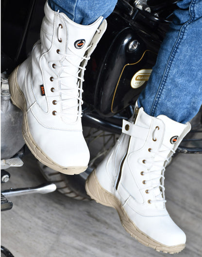 Biker Boots : Green Suede leather Rider boots for bikers with Memory foam footpad.