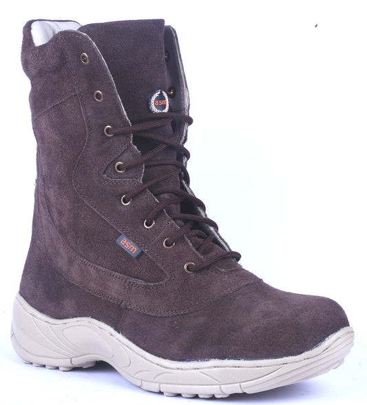 Biker Boots : Brown Suede leather Rider boots for bikers with Side chain & Memory foam footpad.