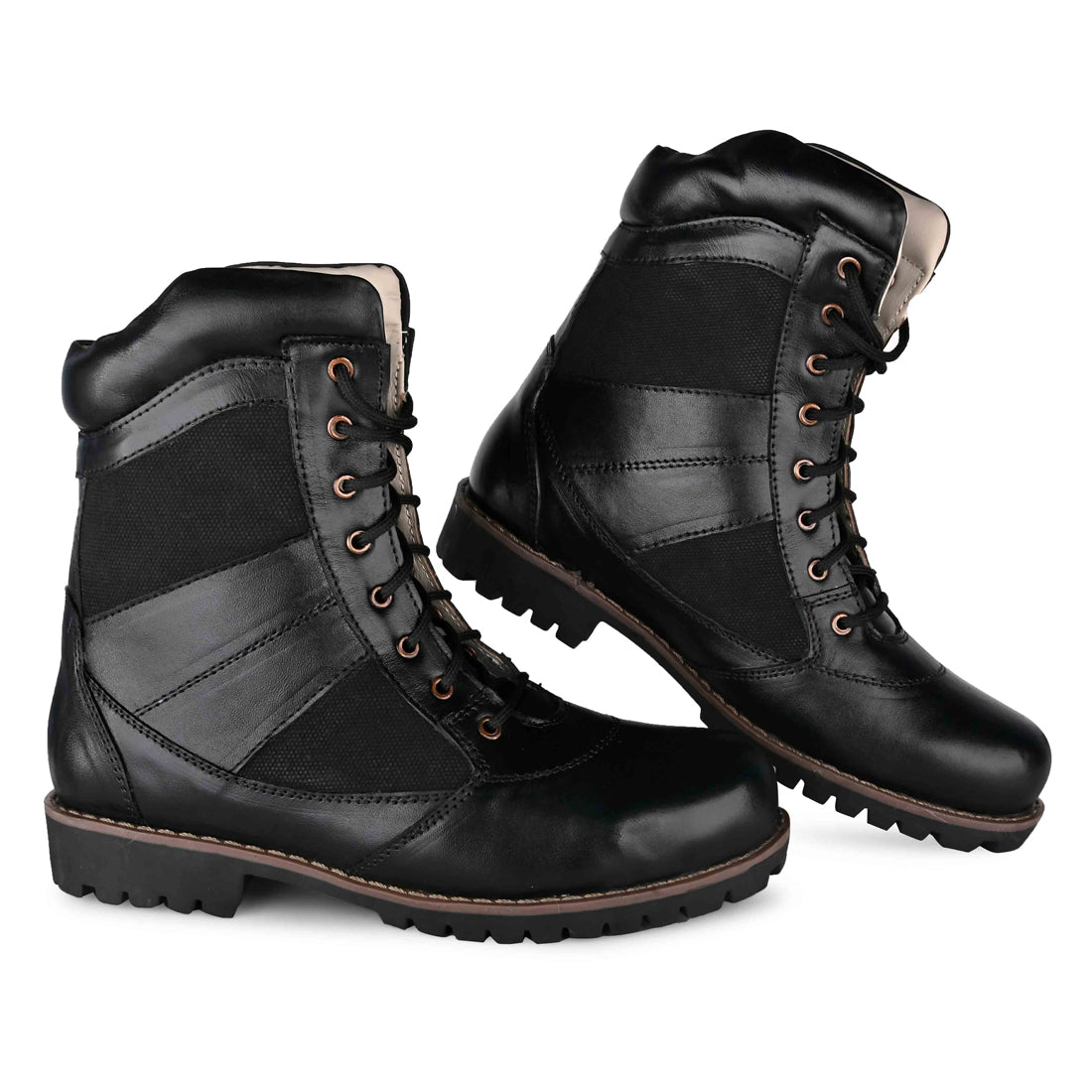 Stivali militari da deserto - Stivali tattici lunghi in pelle nera con plantare in memory foam per il massimo comfort