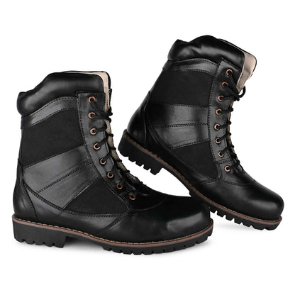 Stivali militari da deserto - Stivali tattici lunghi in pelle nera con plantare in memory foam per il massimo comfort