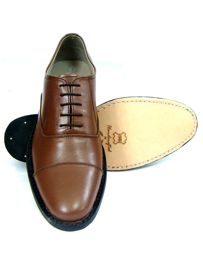 Goodyear Welted Oxford Shoes :  Tan leather with Memory foam footpad.