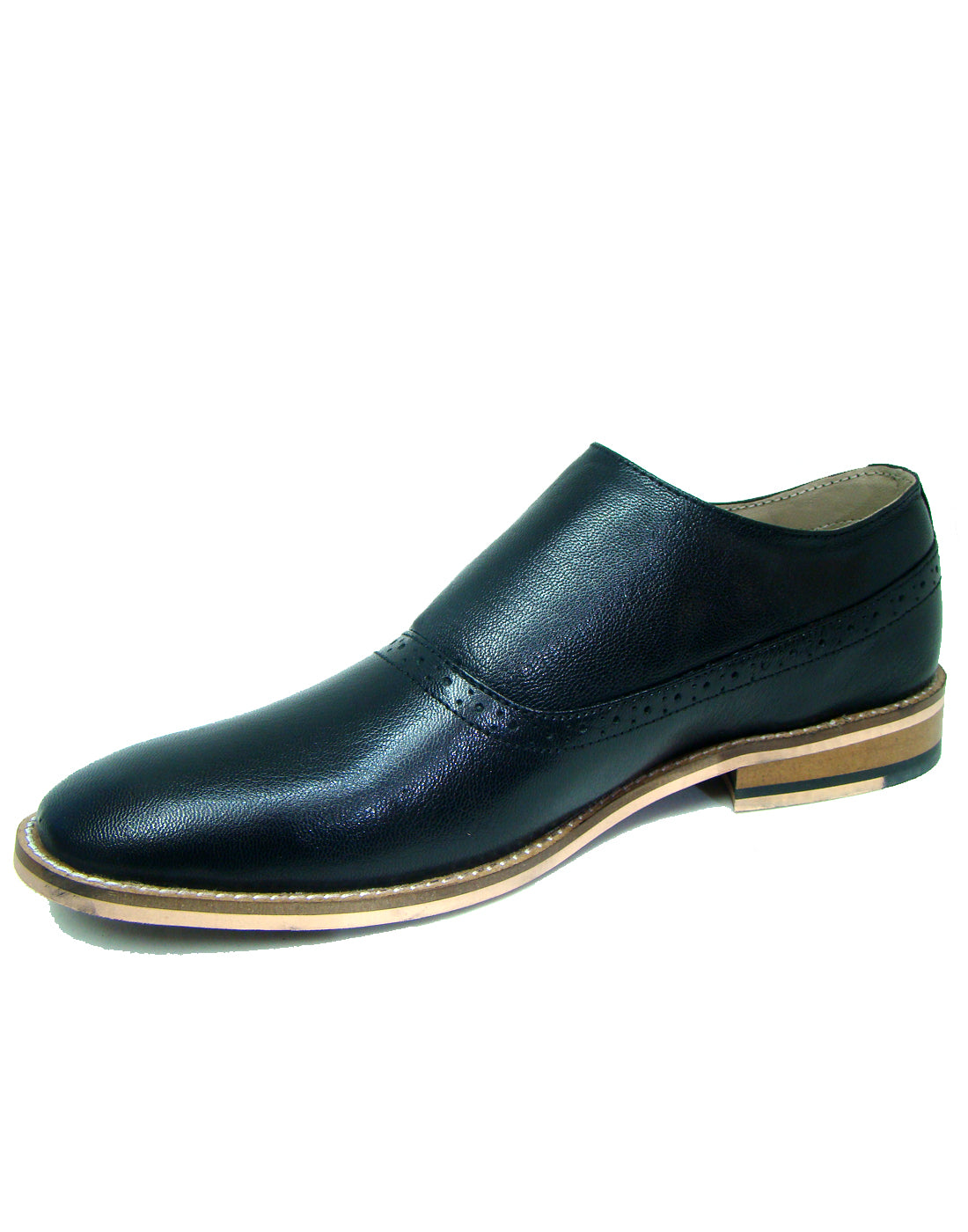 Monk Strap Shoes : Black leather Monk Strap Oxford Shoes for men with Memory foam footpad. Article : HU112-Black