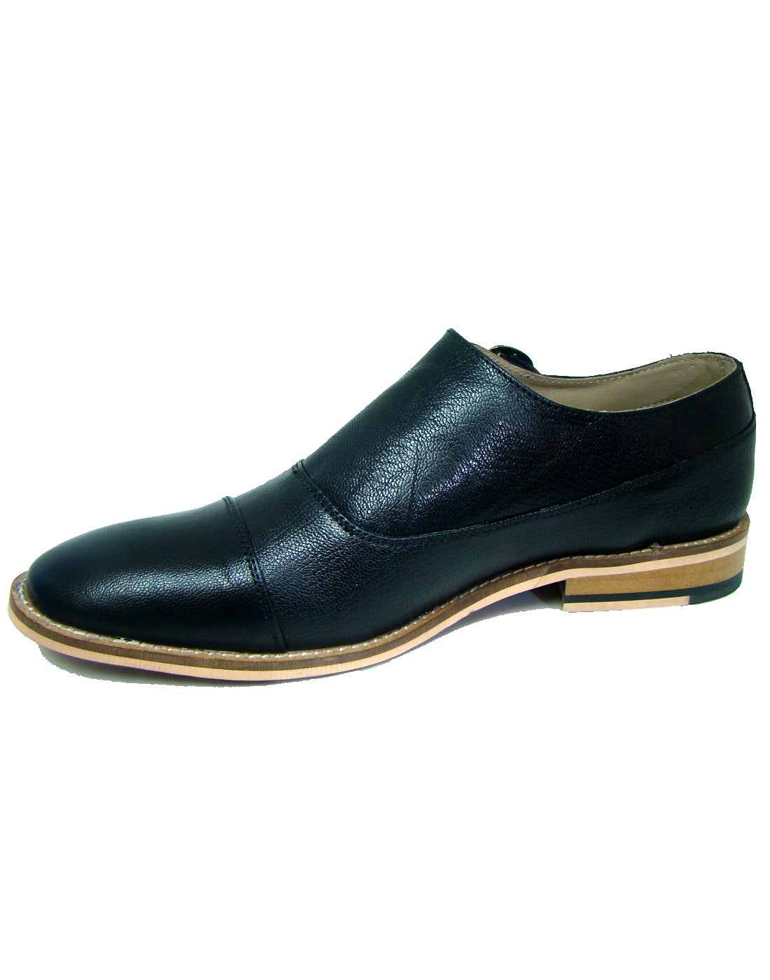 Monk Strap Shoes : Black leather Monk Strap Oxford Shoes for men with Memory foam footpad. Article : HU113-Black