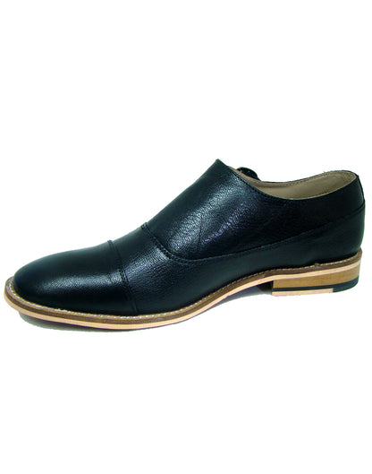 Monk Strap Shoes : Black leather Monk Strap Oxford Shoes for men with Memory foam footpad. Article : HU113-Black