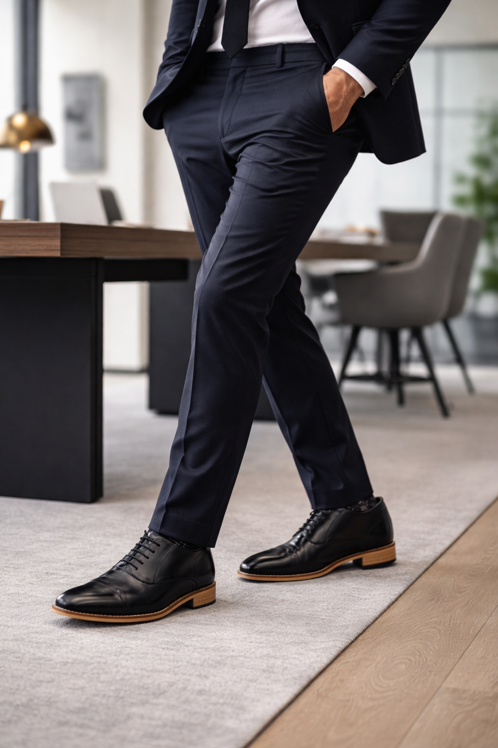 Elevator Shoes : 3″Inches Hidden Height Increasing Black leather Oxford Shoes. - Agra Shoe Mart