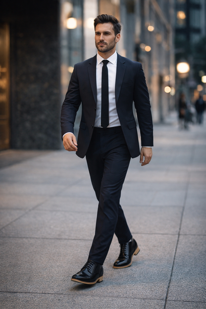 Elevator Shoes : 3″Inches Hidden Height Increasing Black leather Oxford Shoes. - Agra Shoe Mart