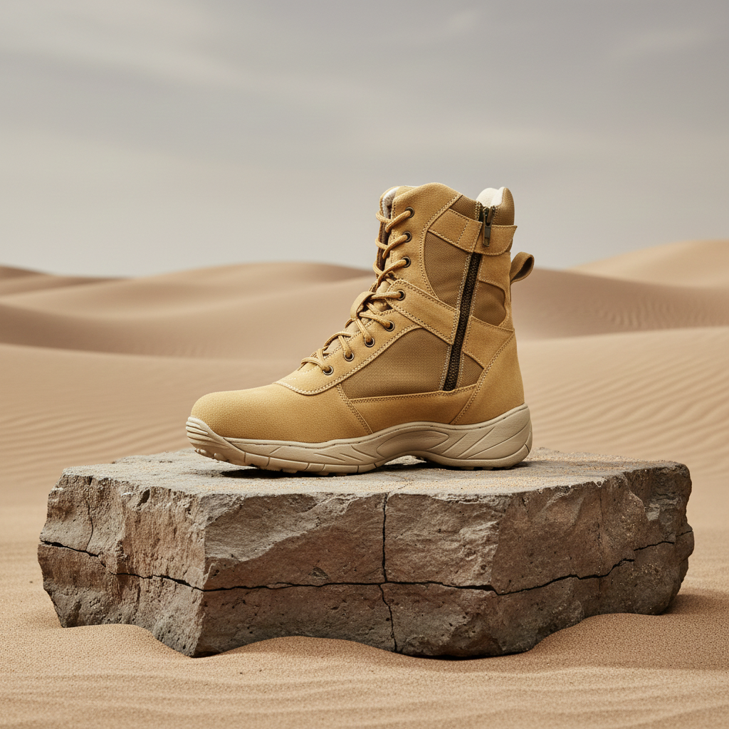 Air Force Uniform Boots : 9 Inches Beige Suede leather Air Force boots for officers with Memory foam footpad.
