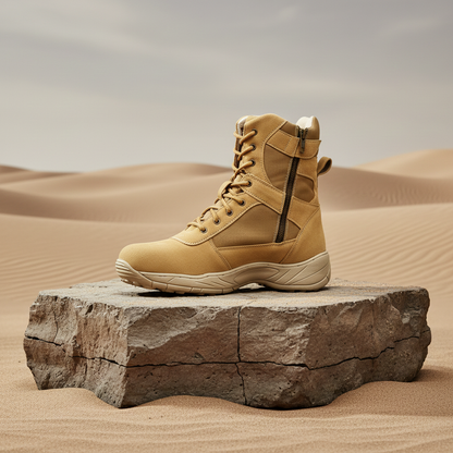 Air Force Uniform Boots : 9 Inches Beige Suede leather Air Force boots for officers with Memory foam footpad.