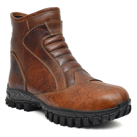 Biker Boots : Brown  Rugged leather Rider boots for bikers with Steel toe.