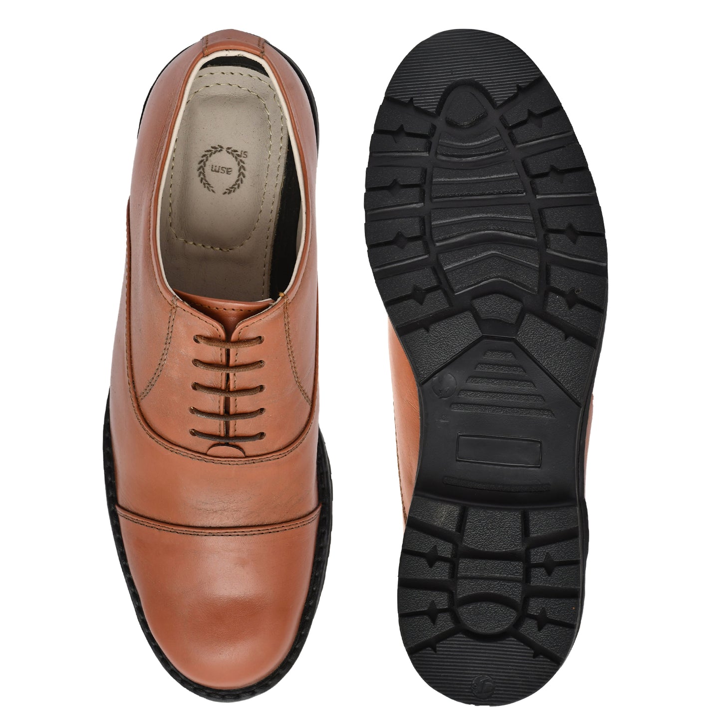 Safety Shoes : Industrial Safety Oxford Police Tan leather Shoes with Steel Toe & Memory foam footpad. Article : S110-PoliceTan