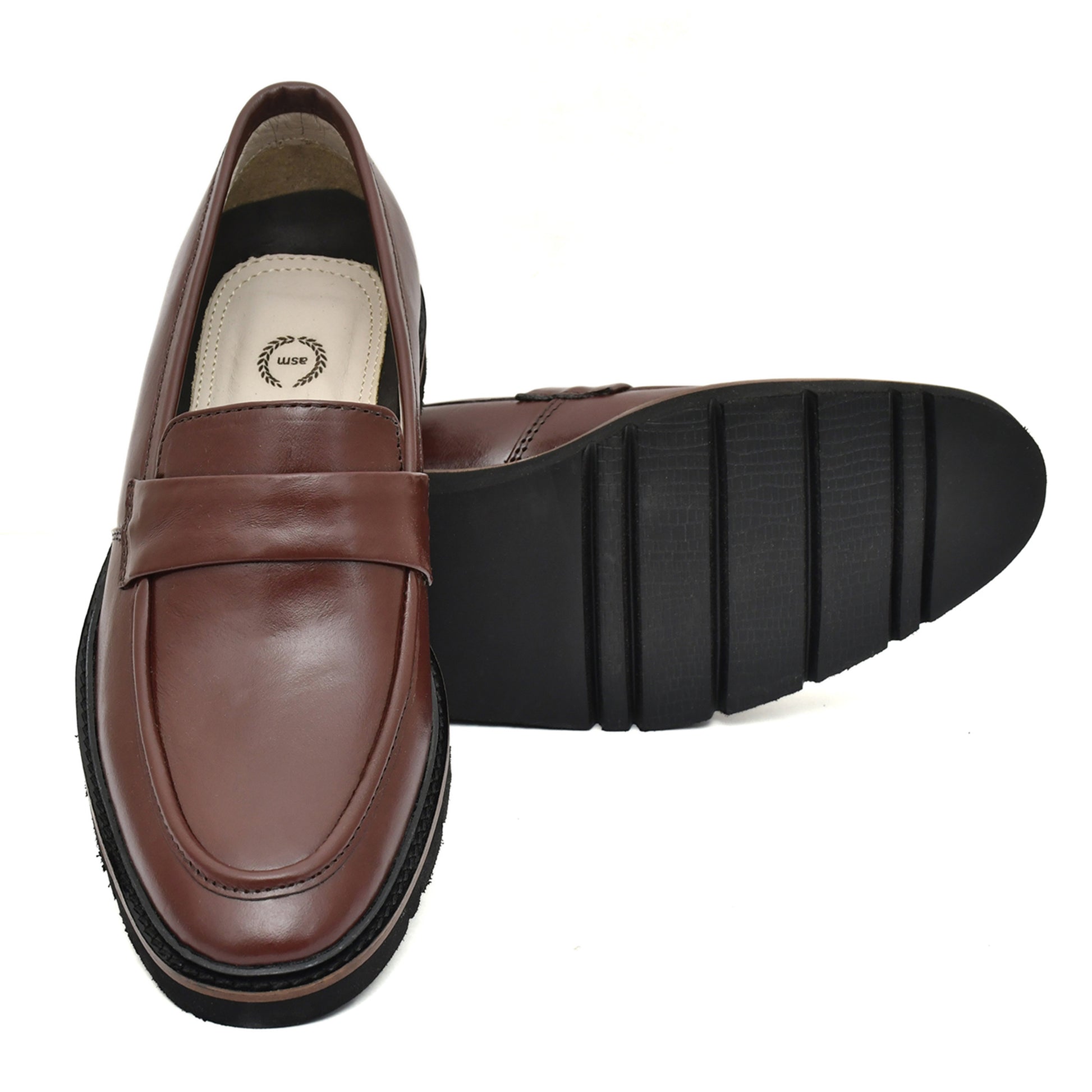 Penny loafers :  Wine leather Penny loafer Memory foam footpad. Article : 107PE-Wine