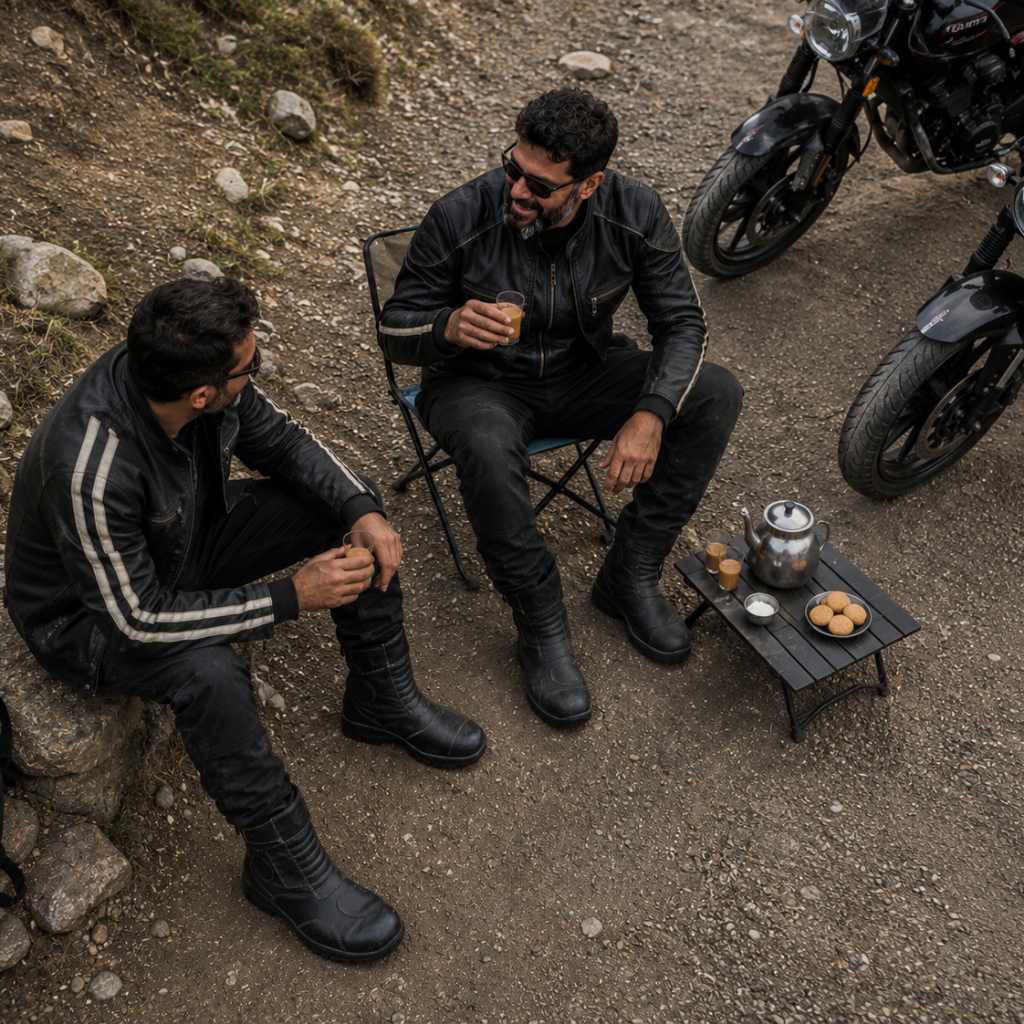 Biker Waterproof Leather Boots: Waterproof Black Leather Rider Boots with Memory Foam Footpad