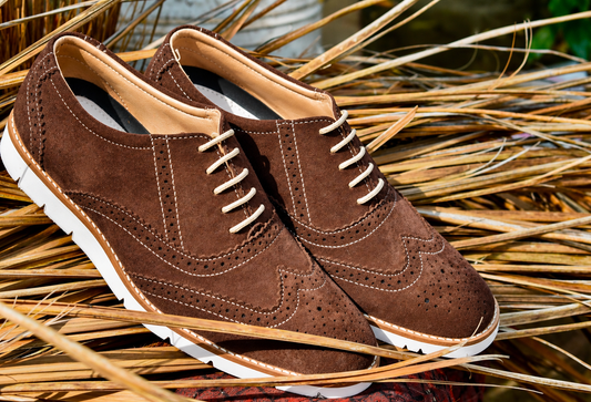 Brown suede leather sneakers by ASM. 