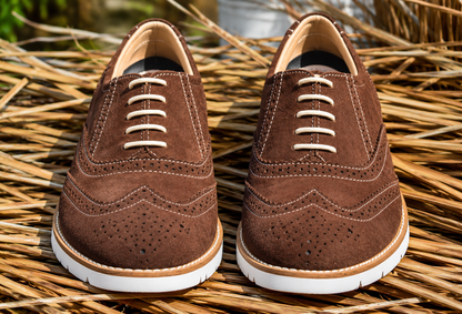 Brown suede leather sneakers by ASM. 