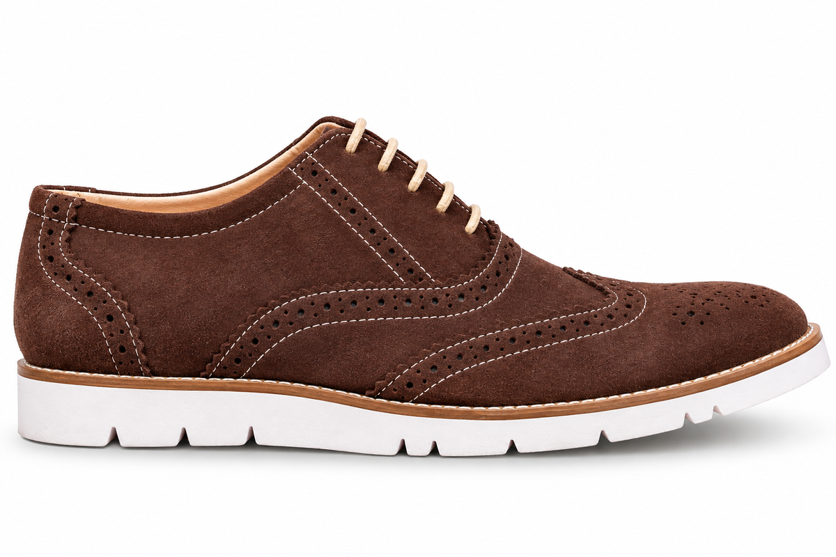 Brown suede leather sneakers by ASM. 