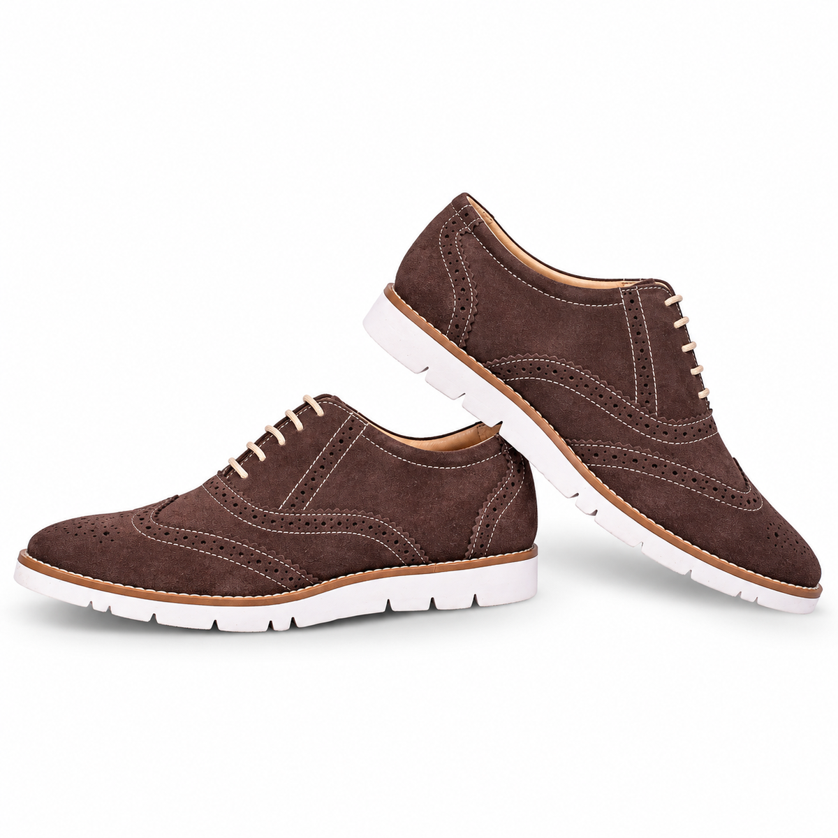 Brown suede leather sneakers by ASM. 