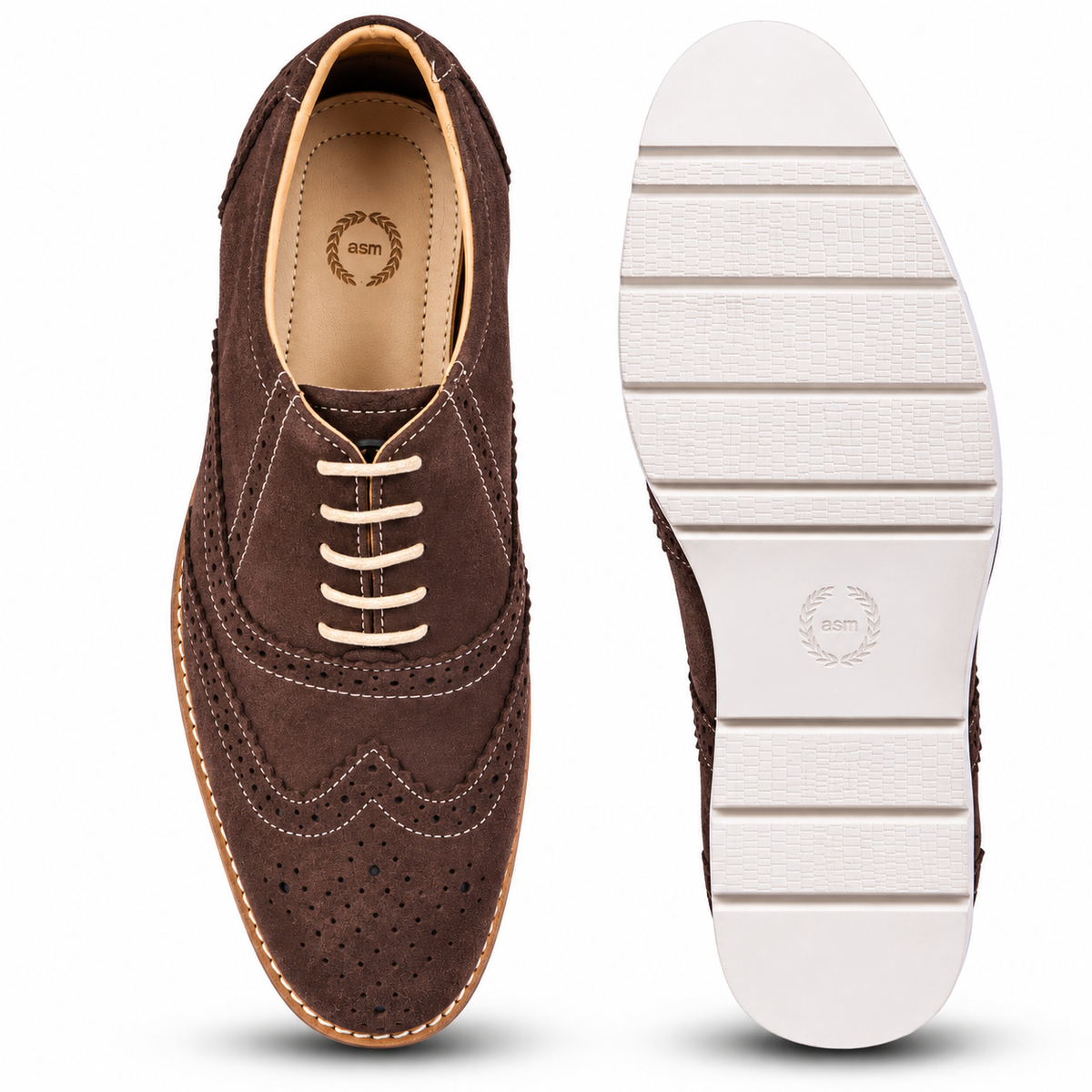 Brown suede leather sneakers by ASM. 