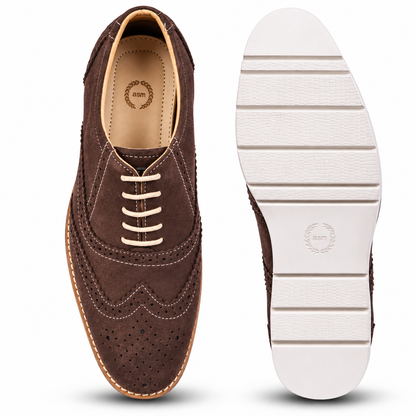 Brown suede leather sneakers by ASM. 
