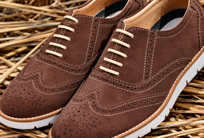 Brown suede leather sneakers by ASM. 