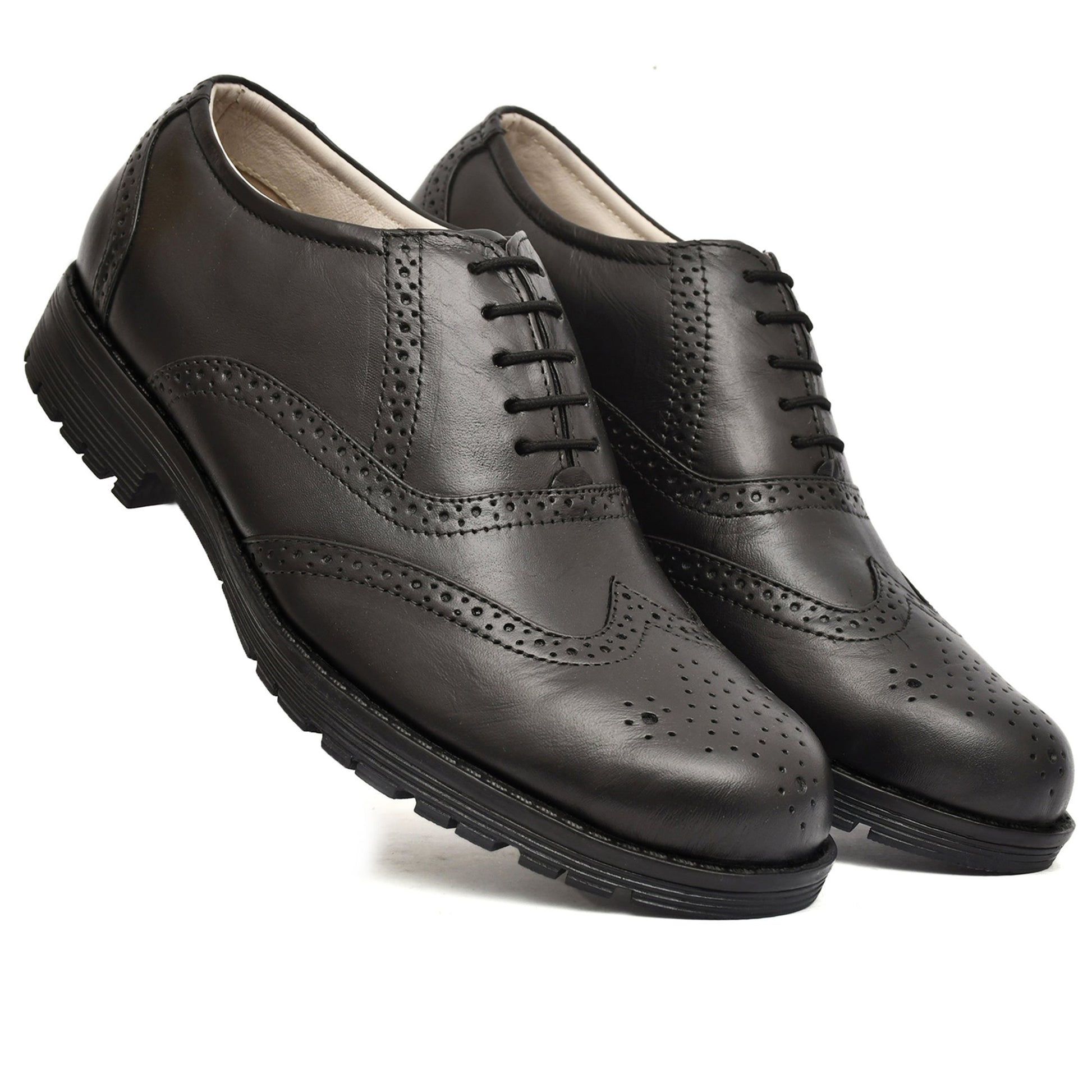 Safety Shoes : Industrial Safety leather Brogue Shoes with Steel Toe & Memory foam footpad.