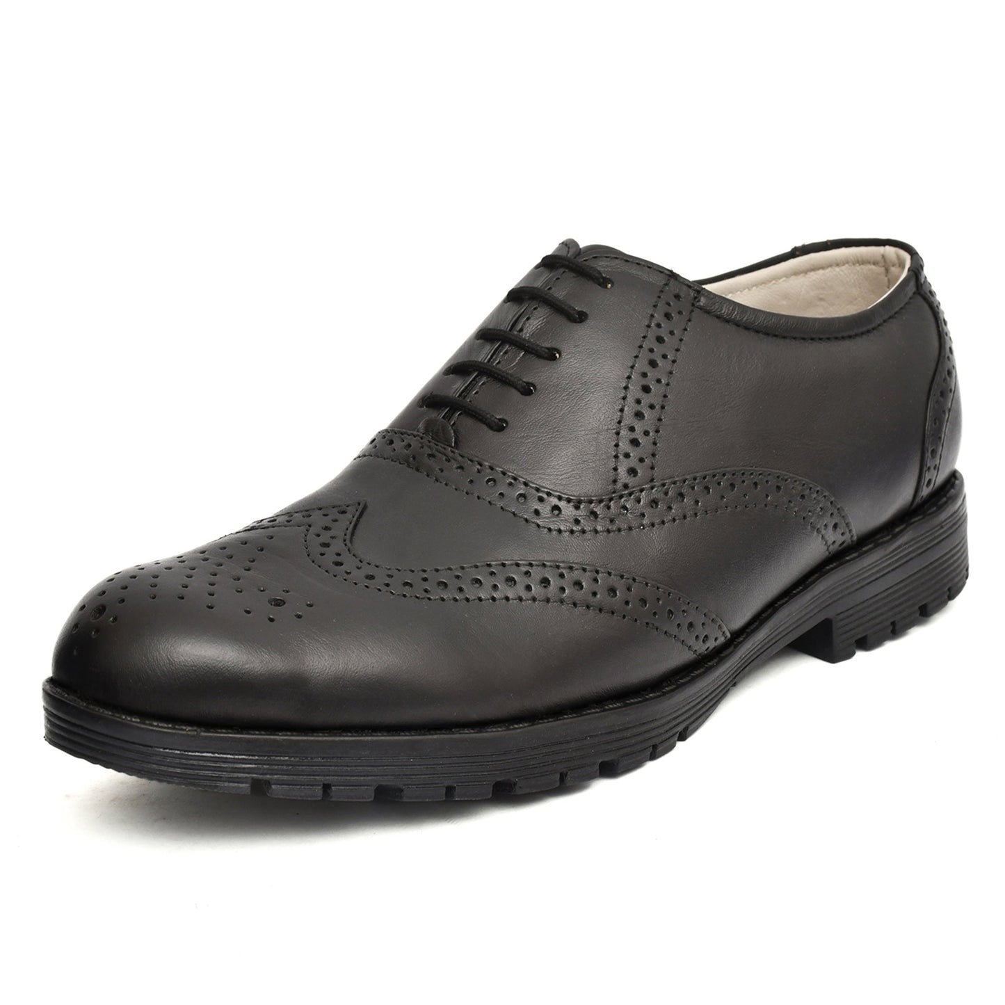 Safety Shoes : Industrial Safety leather Brogue Shoes with Steel Toe & Memory foam footpad.