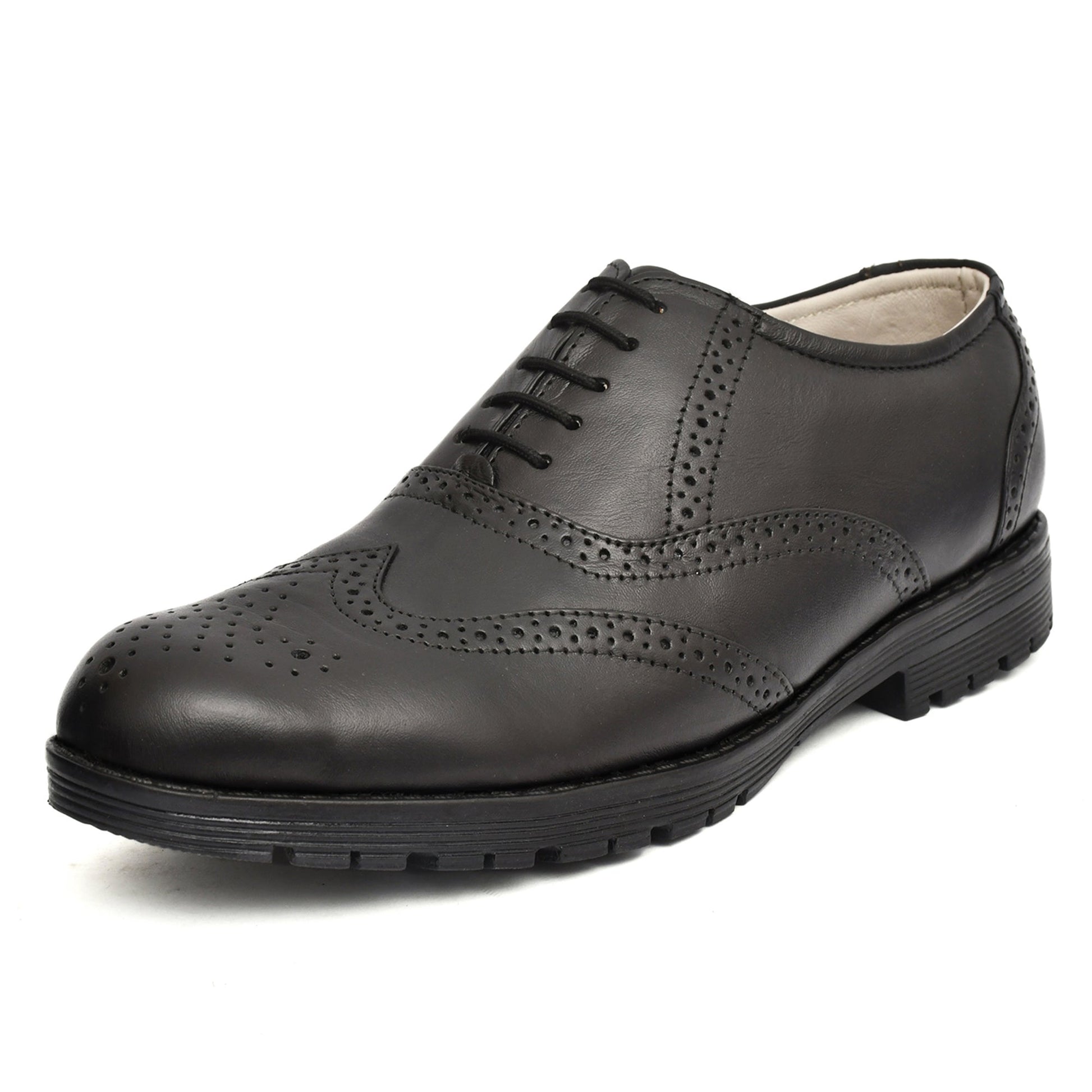 Safety Shoes : Industrial Safety leather Brogue Shoes with Steel Toe & Memory foam footpad.