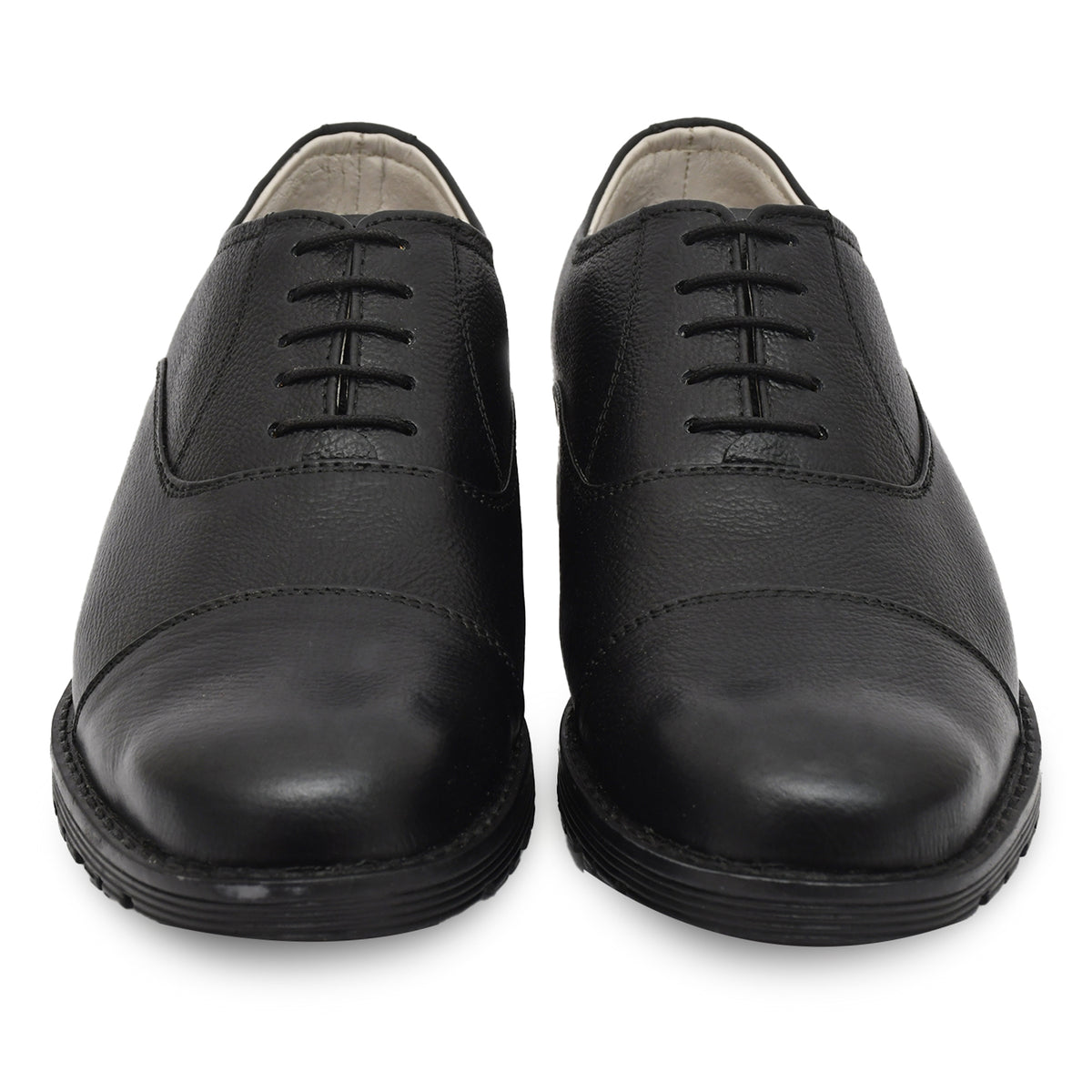 Police Oxford Black Uniform Shoes - Genuine Black Leather Uniform Shoes with Memory Foam Comfort