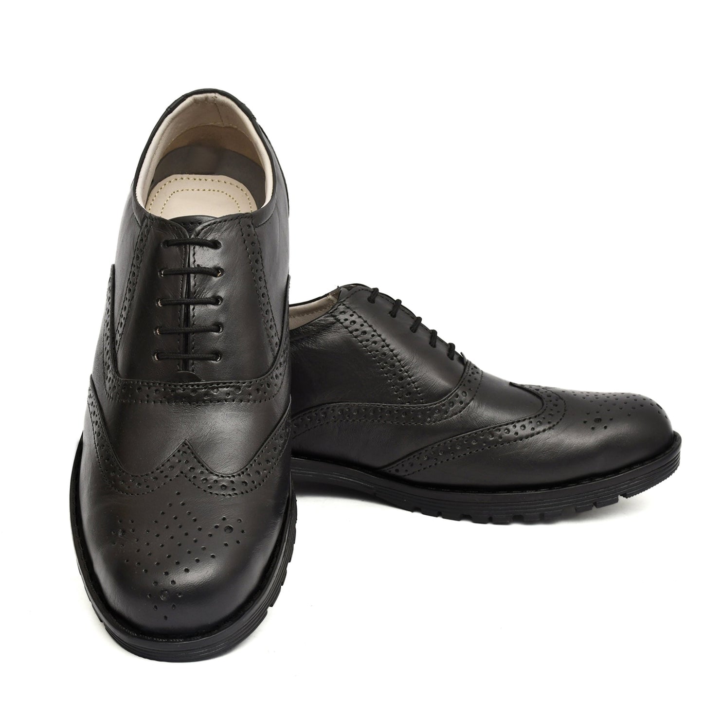 Safety Shoes : Industrial Safety leather Brogue Shoes with Steel Toe & Memory foam footpad.
