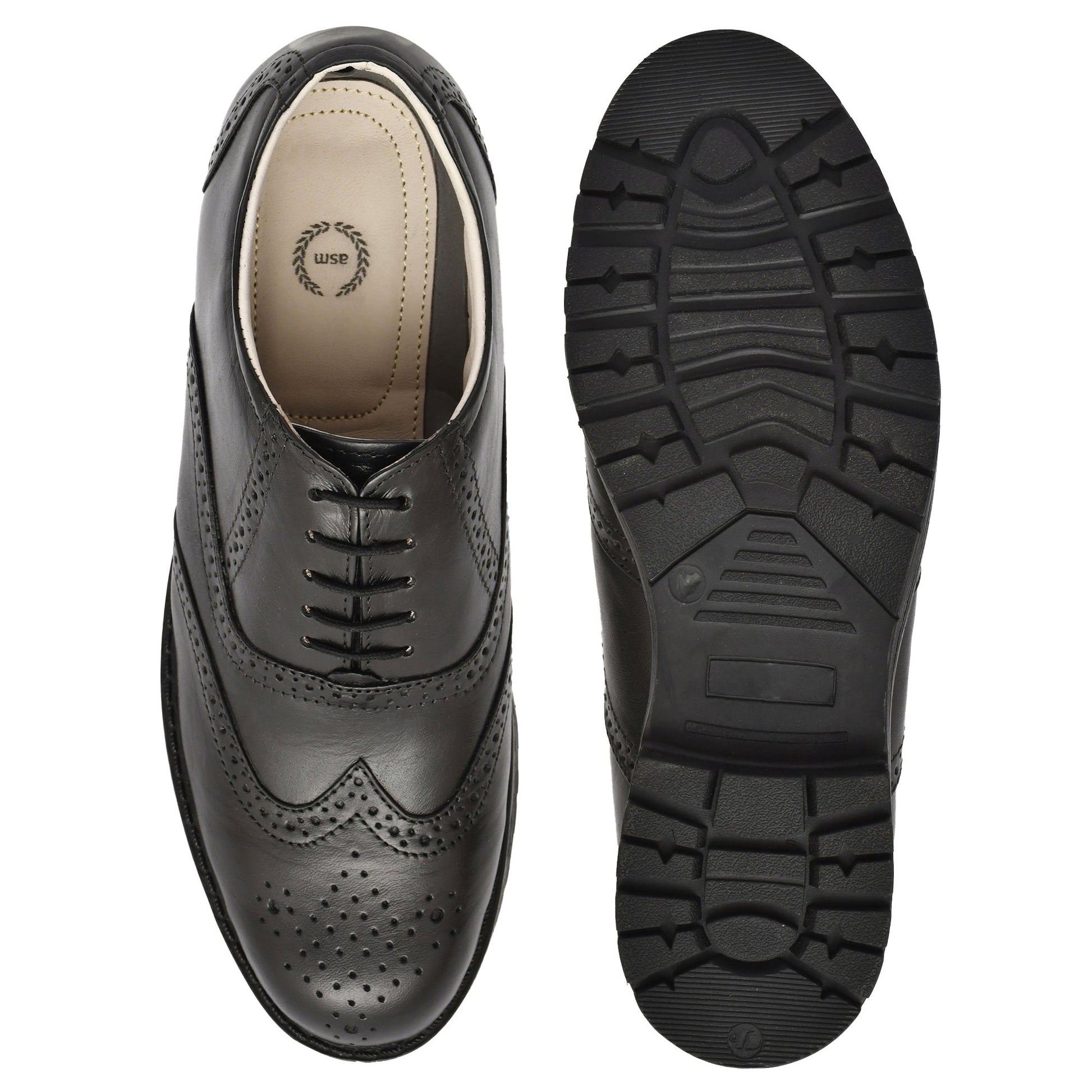 Safety Shoes : Industrial Safety leather Brogue Shoes with Steel Toe & Memory foam footpad.