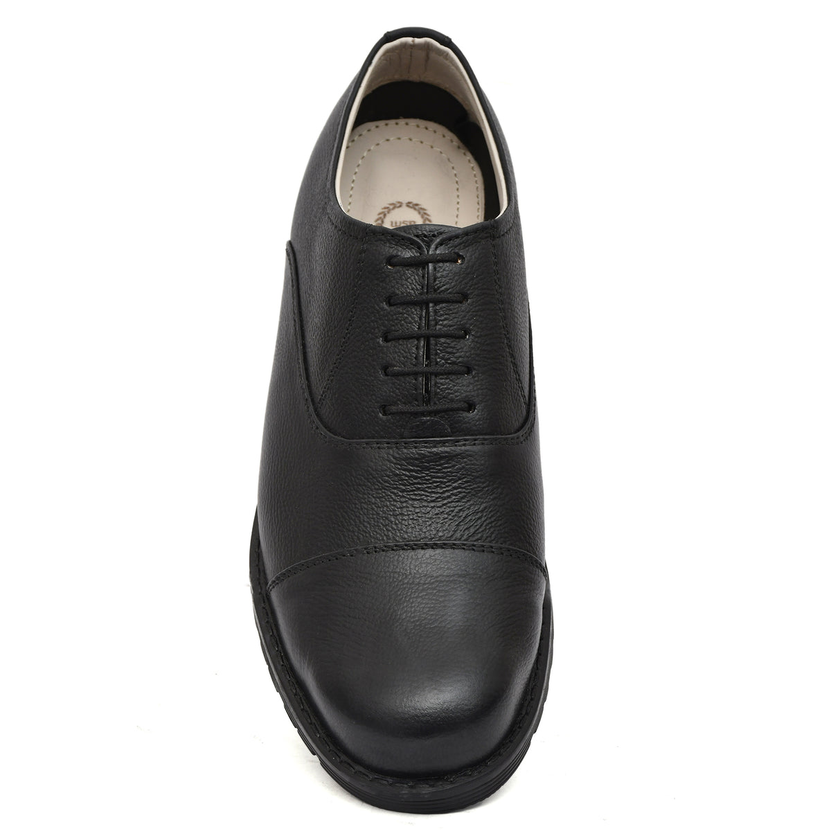 Police Oxford Black Uniform Shoes - Genuine Black Leather Uniform Shoes with Memory Foam Comfort