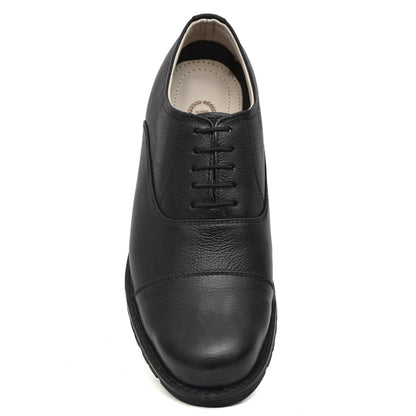 Police Oxford Black Uniform Shoes - Genuine Black Leather Uniform Shoes with Memory Foam Comfort