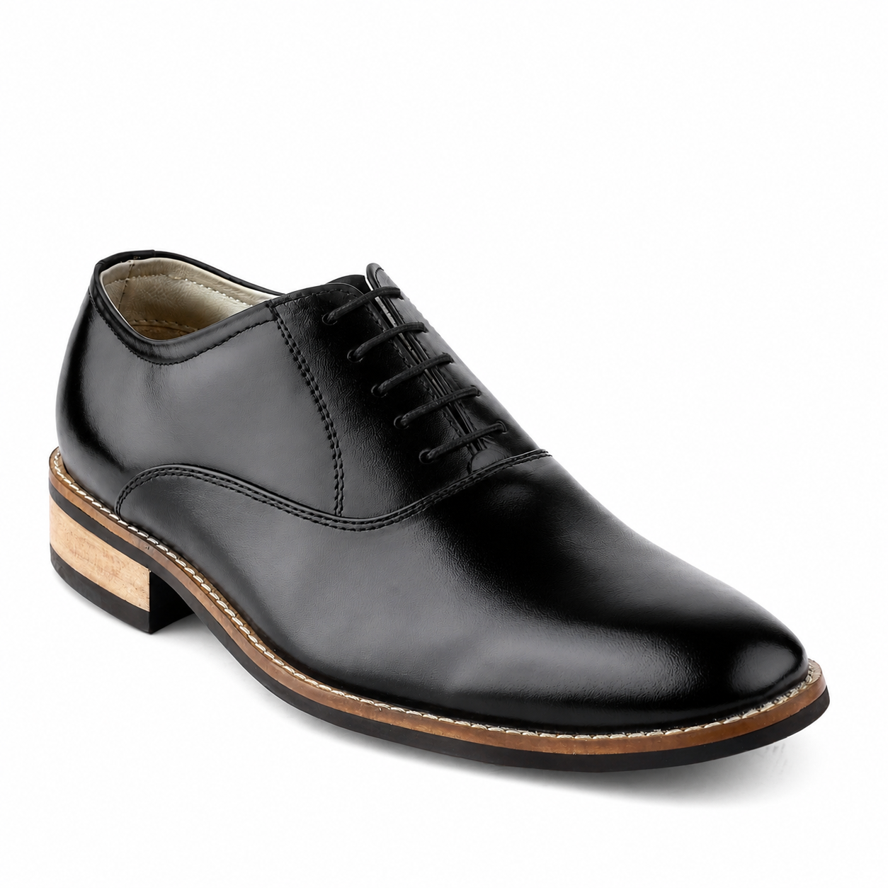 Handmade Derby Shoes : Black Grain leather with Rubber sole and Memory foam footpad. HR102-Blk - Agra Shoe Mart