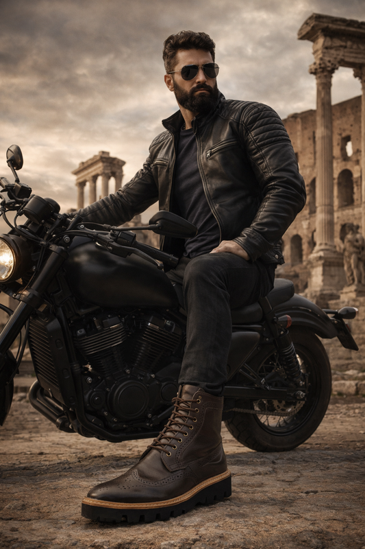 Elevator Shoes : 3″Inches Hidden Height Increasing Brown leather Brogue boots.