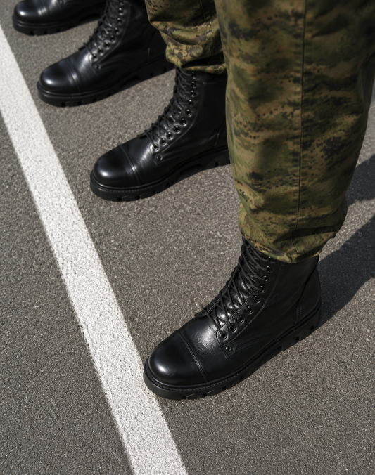 DMS Boots with side chain : Black leather Tactical DMS boots with Memory foam footpad. Art: ASM608C