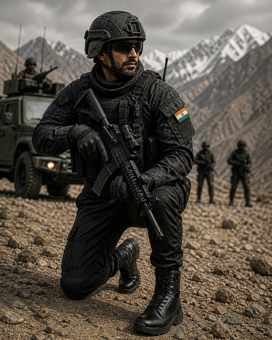 Commando Tactical Boots : 9 Inches Black Suede leather Tactical boots with Memory foam footpad. - Agra Shoe Mart