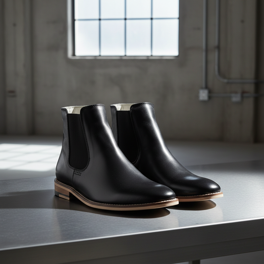 Chelsea Boots : Genuine Black  leather Chelsea Boots with Memory foam footpad. Article : Chelsea01