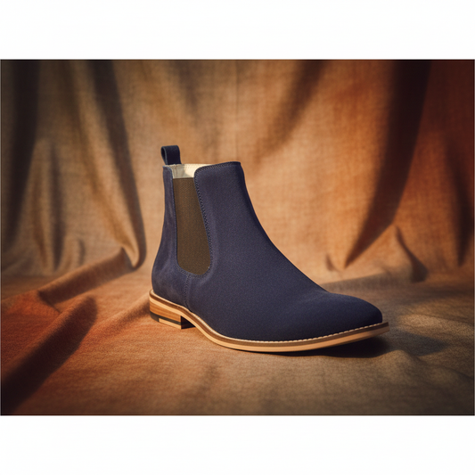 Chelsea Boots : Genuine Blue Suede leather Chelsea Boots with Memory foam footpad. Article : Chelsea04