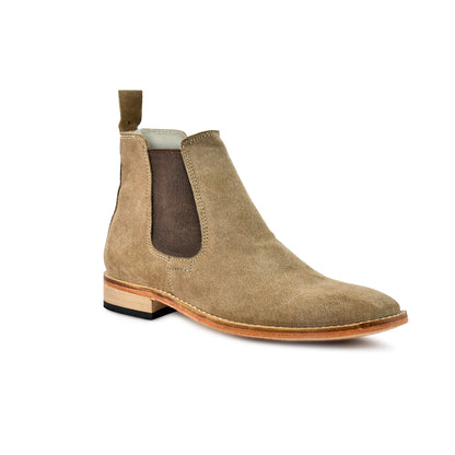 Chelsea Boots : Genuine light Brown Suede leather Goodyear welted Chelsea Boots with Memory foam footpad. Article : ChelseaHM02