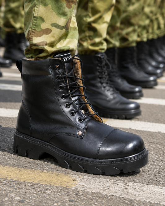 DMS Boots : Black leather Tactical DMS boots with Memory foam footpad. Art: ASM608