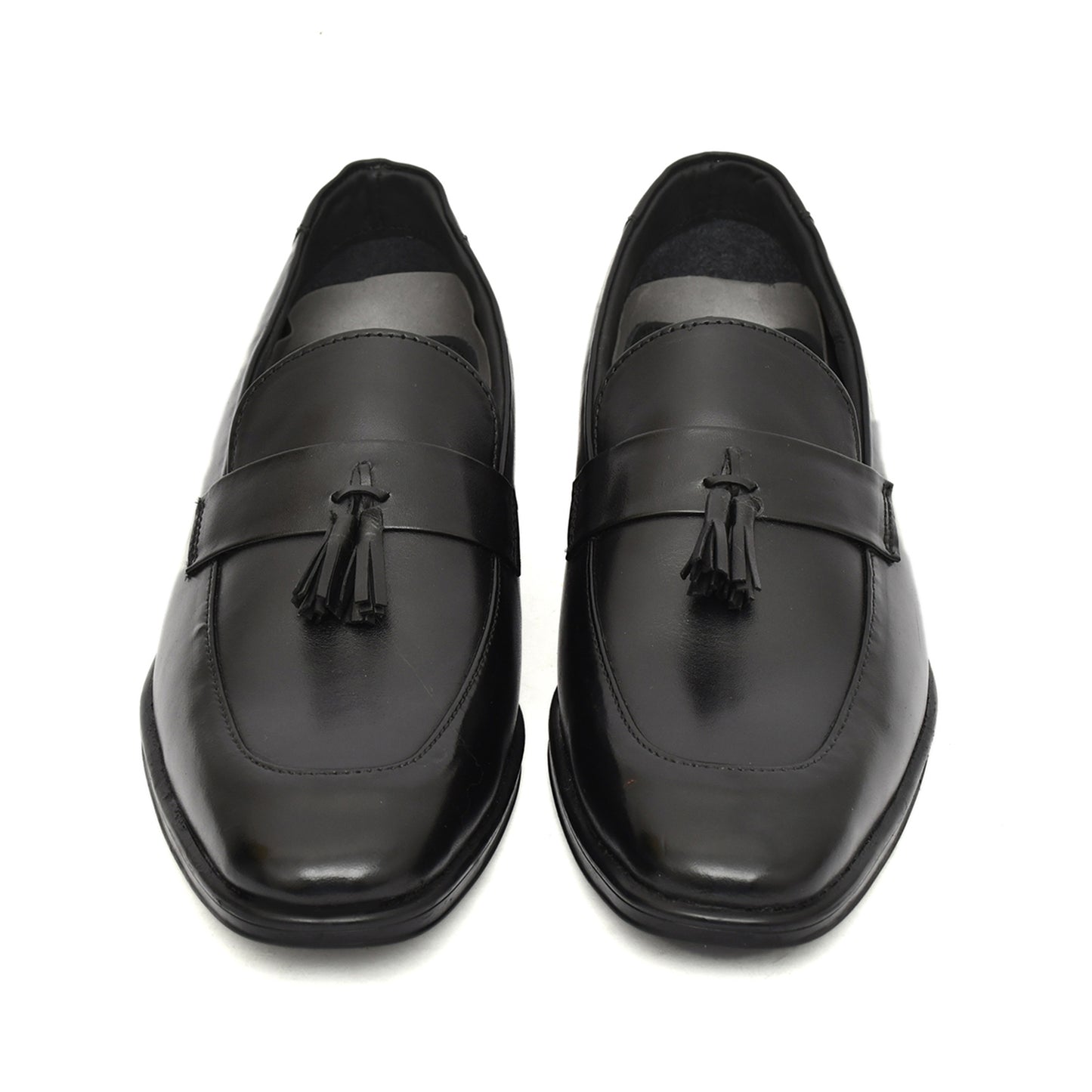 Penny loafers :  Black leather Penny loafer with Tassel & Memory foam footpad. Article : Al107T-Black
