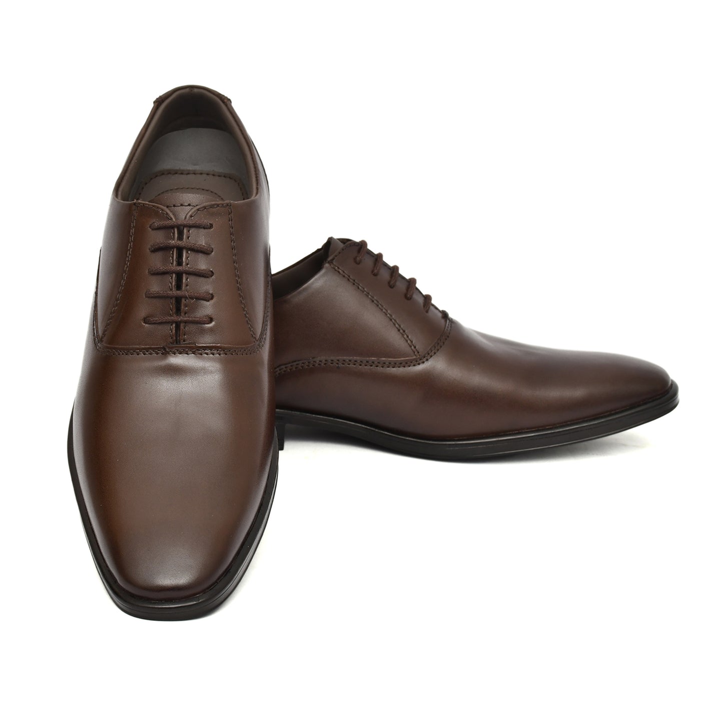 Derby Shoes : Brown Leather Derby Shoes for men with Memory foam footpad. Article: AL04-Brown