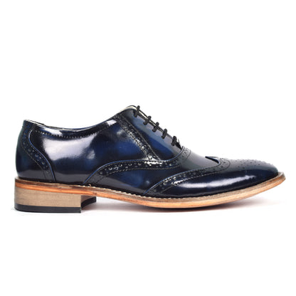 Goodyear Welted Brogue Shoes :  Blue Brush off leather with Memory foam footpad.