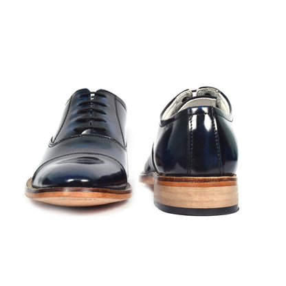 Goodyear Welted Oxford Shoes :  Blue Brush off leather with Memory foam footpad.