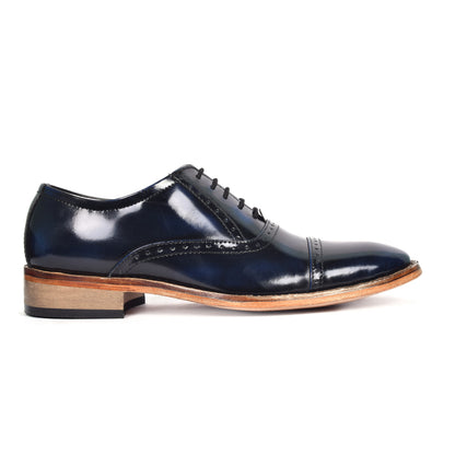 Goodyear Welted Oxford Shoes :  Blue Brush off leather with Memory foam footpad.
