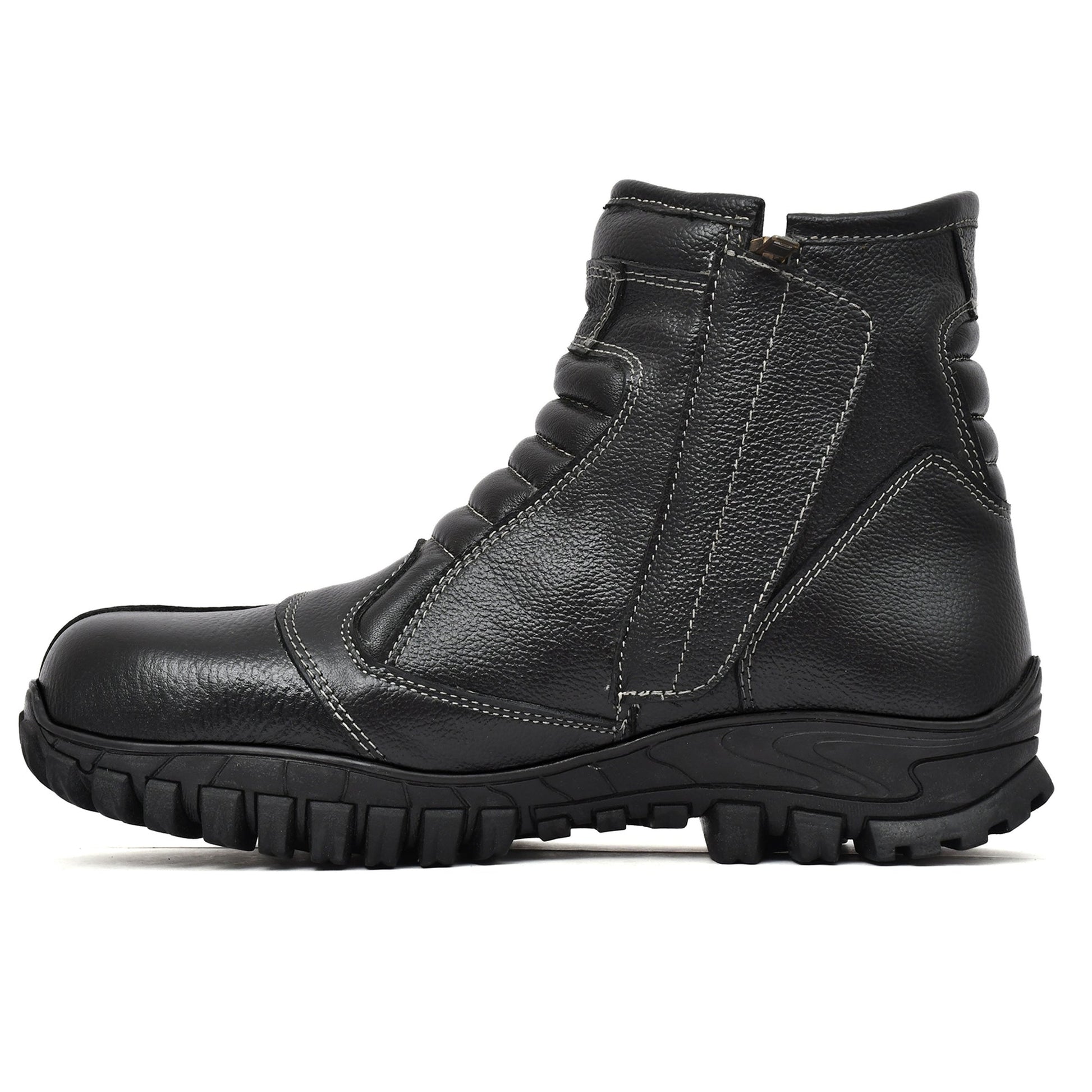 Biker Boots : Black leather Rider boots for bikers with Steel toe.