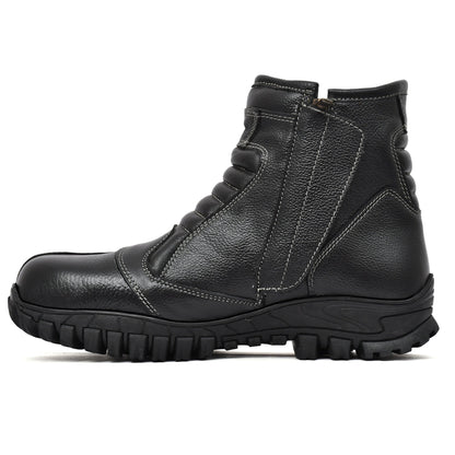 Biker Boots : Black leather Rider boots for bikers with Steel toe.
