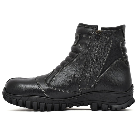 Biker Boots : Black leather Rider boots for bikers with Steel toe.