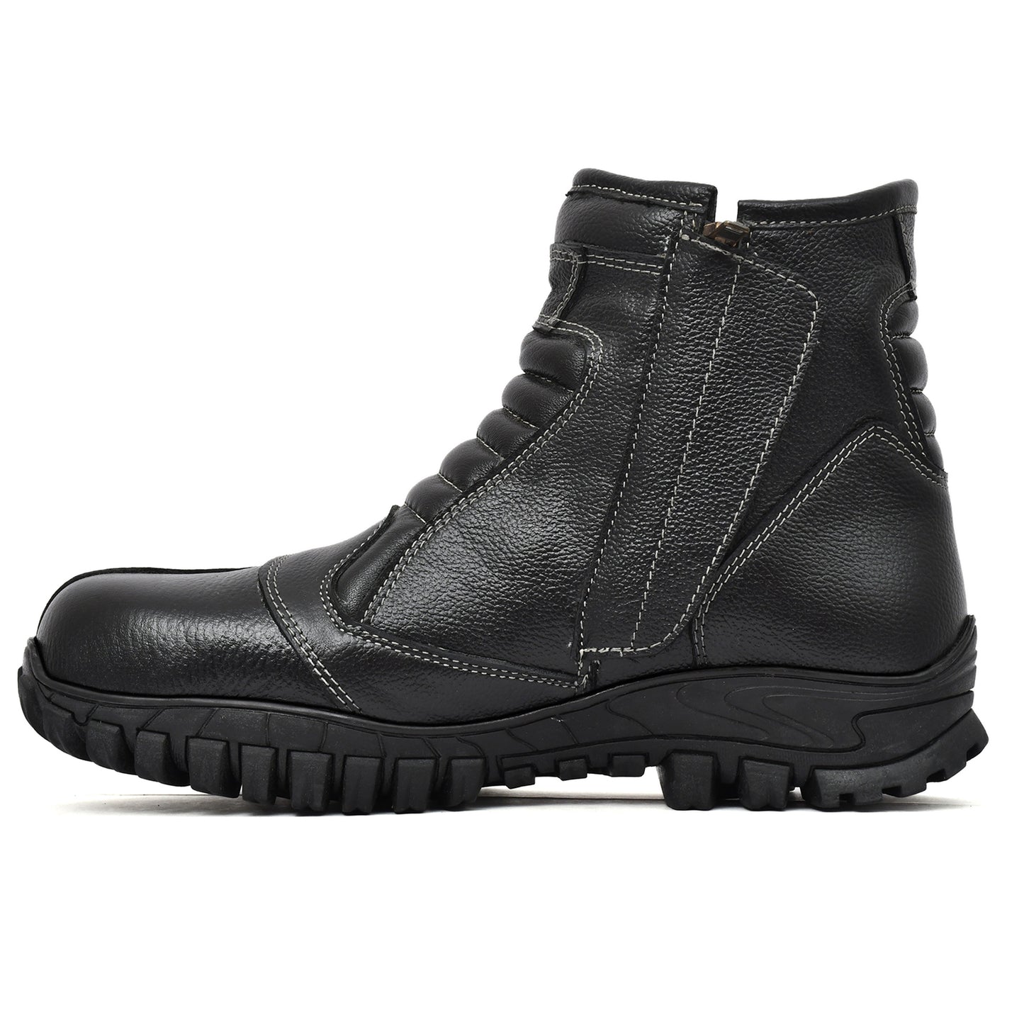 Snow Boots -Black Leather Snow Boots with Insulation, Fur & Memory Foam Footpad. WS709-Black