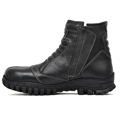Snow Boots -Black Leather Snow Boots with Insulation, Fur & Memory Foam Footpad. WS709-Black